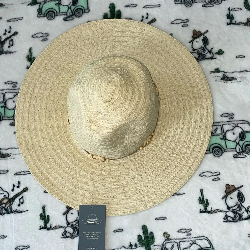 Universal thread women’s tan straw hat beach pool hat size small/medium NWT